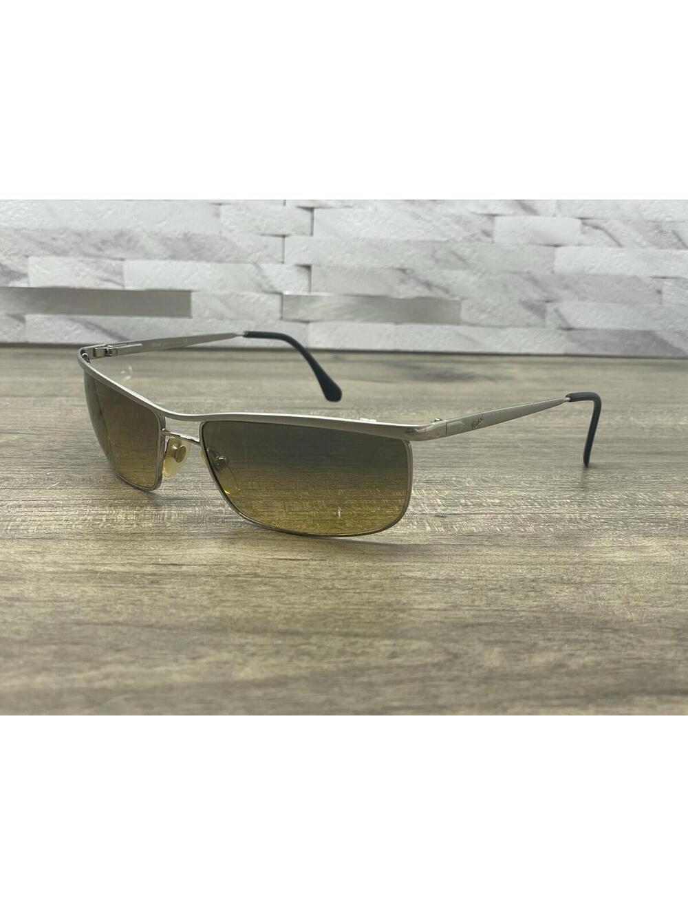 1990s Persol Vintage Wrap Silver Tone Metal Sunglasses 2092-S FRAMES ONLY 60[]18